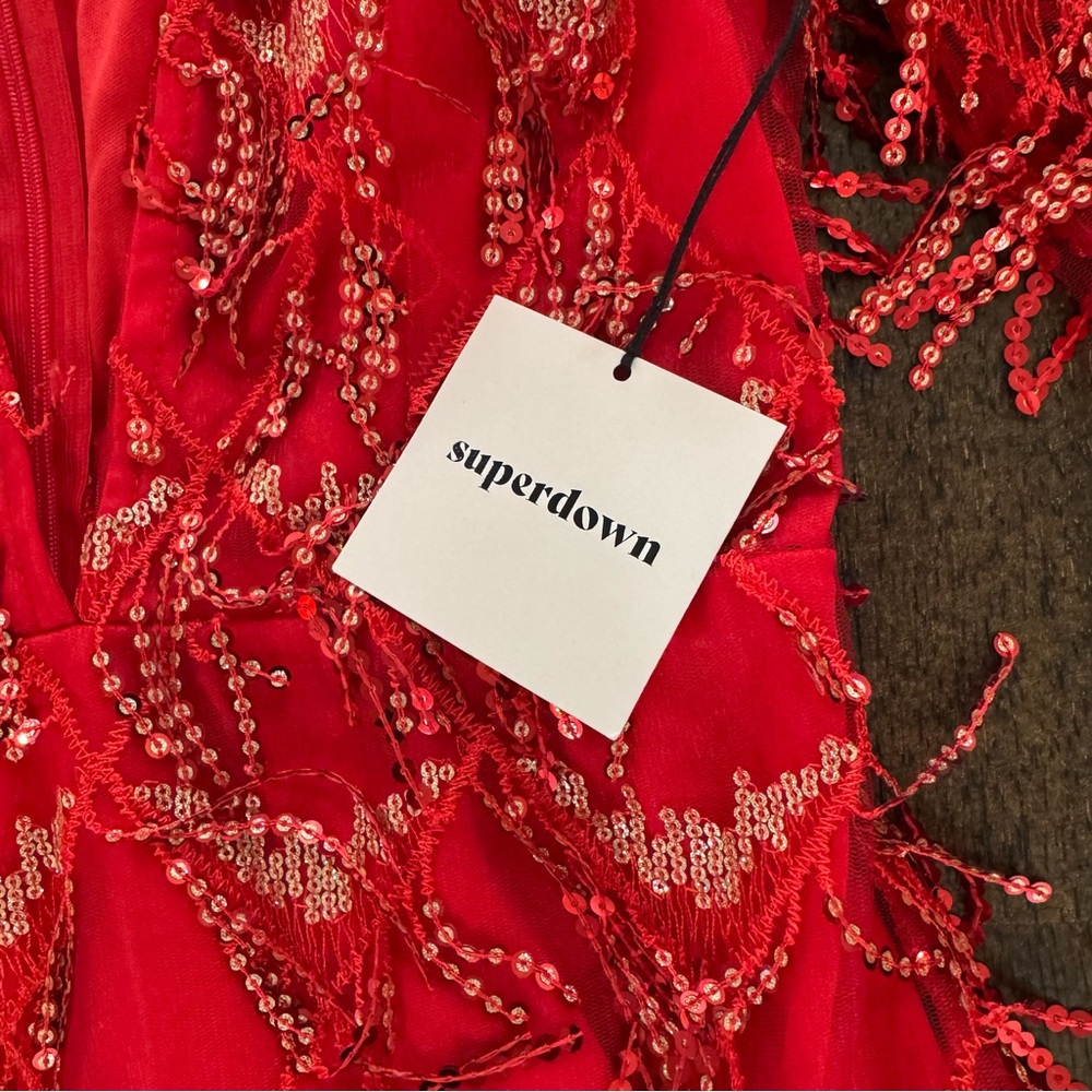 Superdown Scarlet Sequin V-Neck Mini Dress - Picture 10 of 12